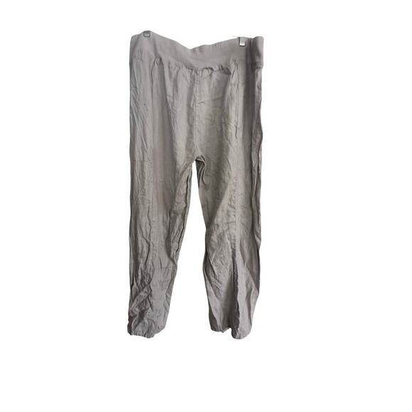 Eileen Fisher Tan Organic Linen Elastic Waist Drawstring Crop Pants Size XL - Picture 5 of 6